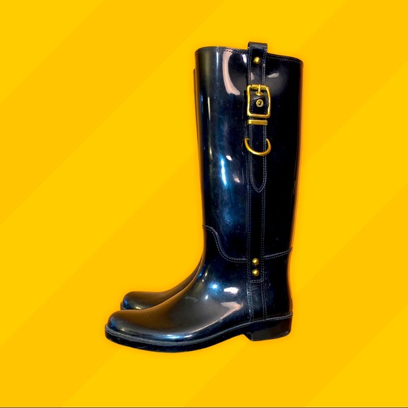 Women’s COACH Tall Rain Boots Size 8 - Picture 1 of 4